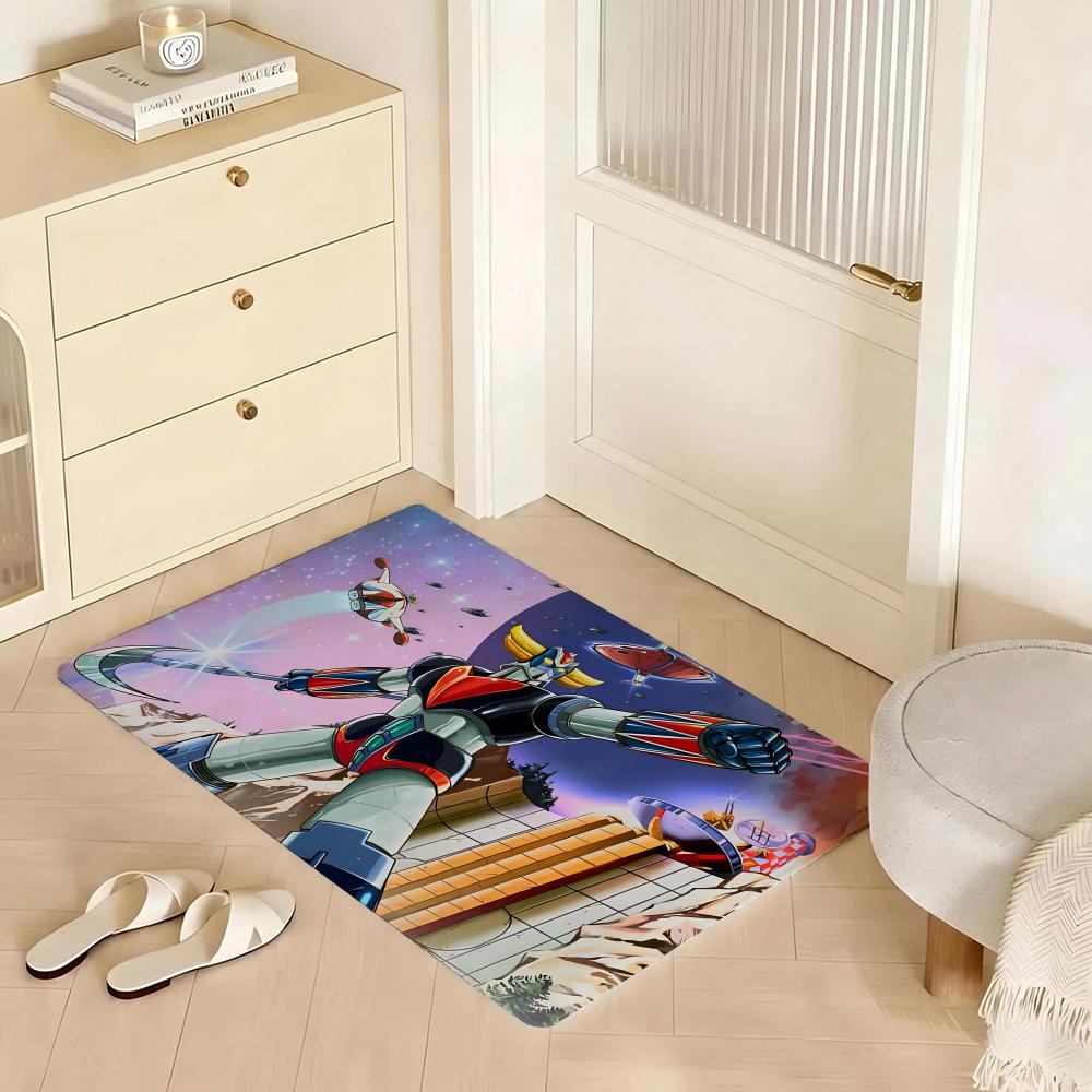 Felpudo Eco Franela Felpudo Antideslizante Inodoro Interior Suave Felpa Corta Alfombra de Piso Anime U-UFO Robot Goldrake