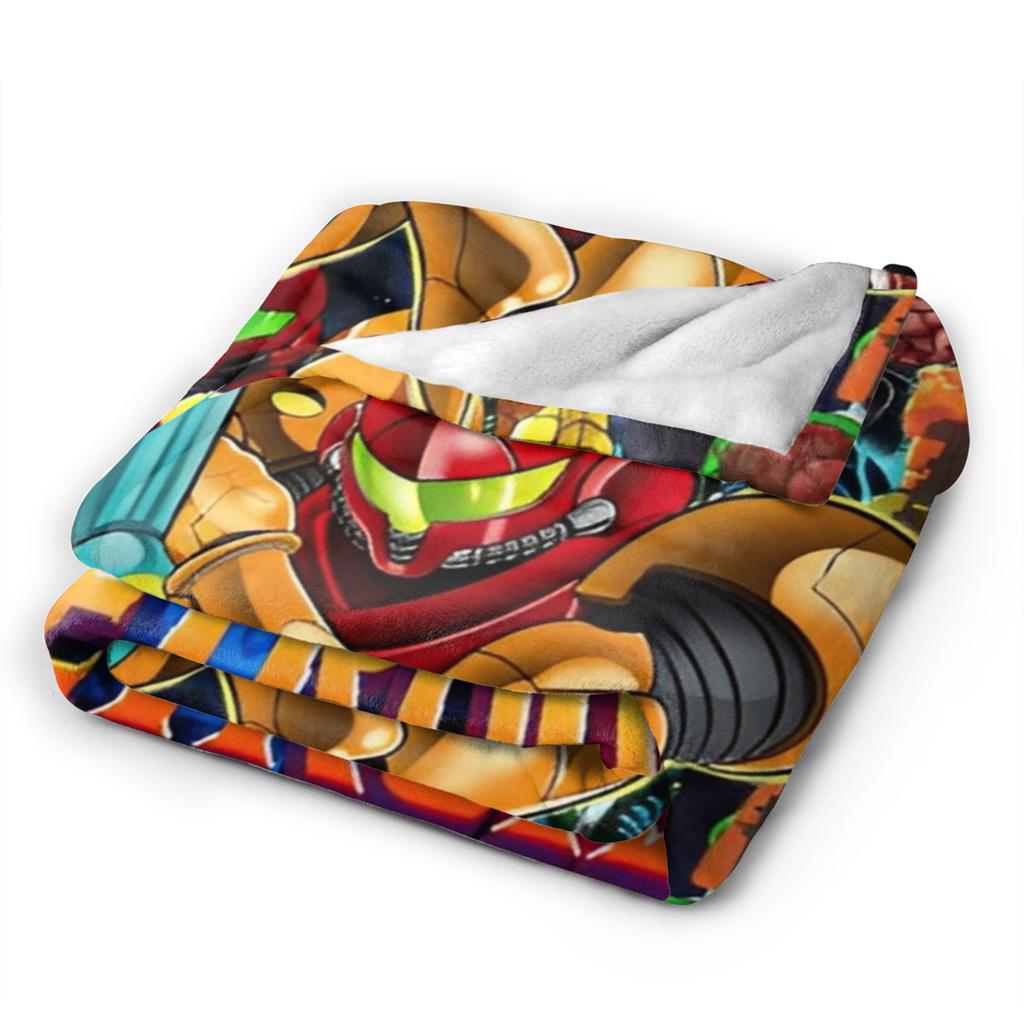 Metroid Hrdina Hra Hodit Deku na Pohovku Měkká Útulná Plyšová Deku 50x60 Palců Vícevelikostní Přehozy na Postel pro Všechna Roční Období