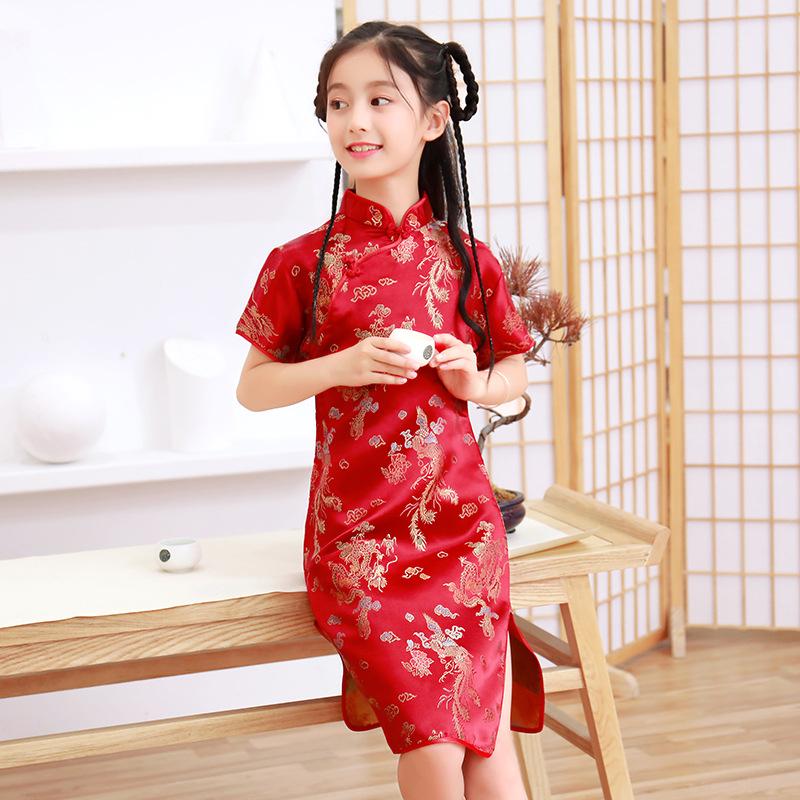 Fashion Children's Cheongsam Modern Girls Dresses Summer Baby Party Qipao Princess Clothing Chinese Style Girl Dress Vestidos