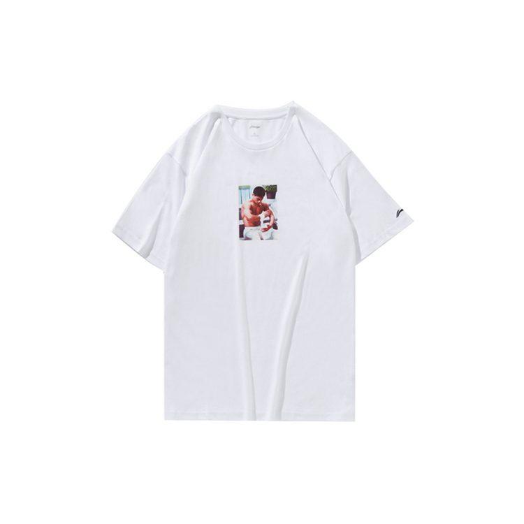 Li Ning T Shirts Unisex White Crew Neck Moderate Straight Fit AHSN737-1