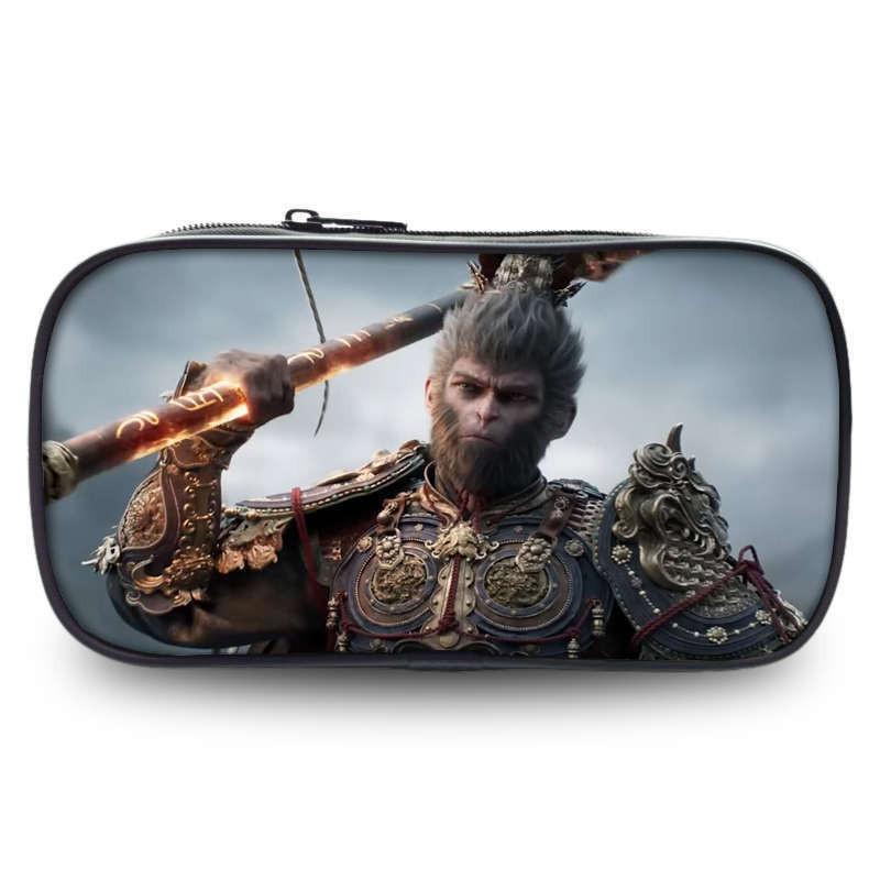 Spacious Black Myth Wu Kong Pencil Case Stylish Polyester Design For Students