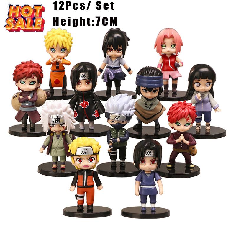 

Latest 12pcs/set Anime Model Naruto Shippuden Hinata Sasuke Itachi Kakashi Gaara Action Figure Q Version PVC Figures Toys Present