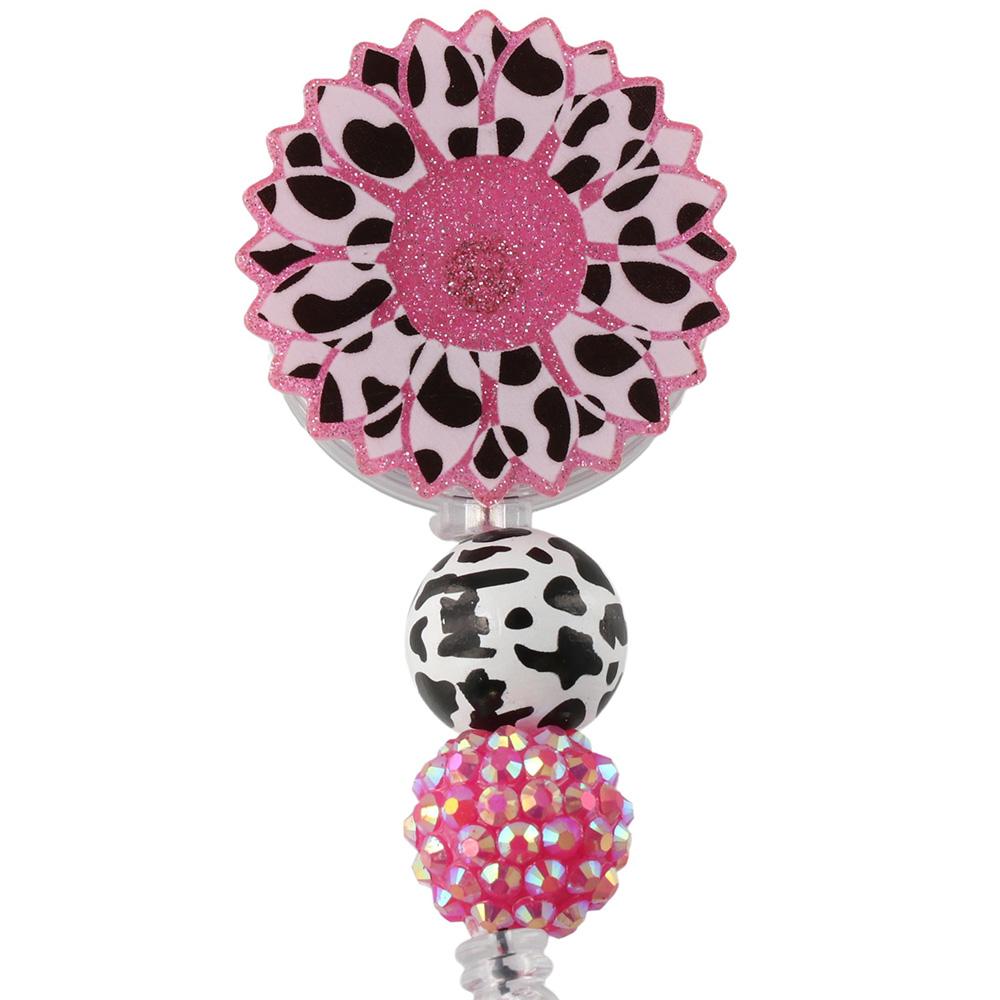 Sunflower Badge Reel Cow Id Card Holder Durable ID Clip  Office