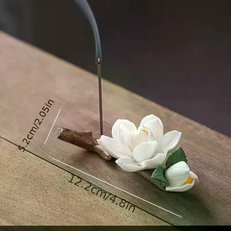 Chinese Style Ceramic Pear Blossom Incense Holder, Home Desktop Stick Stand