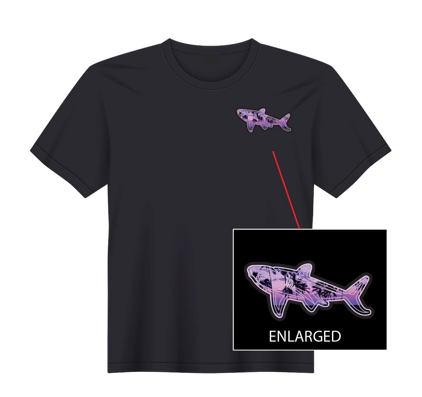 Beach Shark Sunset Palm Trees Sunset Ocean T-Shirt NEW S, M, L, XL M