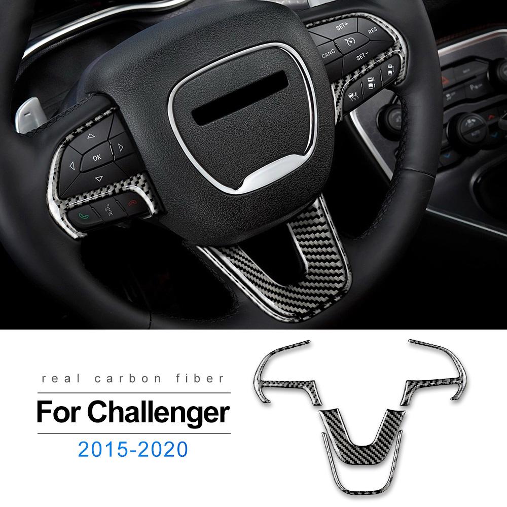 Real Soft Carbon Fiber for Dodge Challenger 2015 2016 2017 2018 2019 2020 2025 2025 2025 Car Steering Wheel Trim Sticker