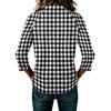 Camicia Casual da Donna a Maniche 3/4 Patchwork Stampa a Quadri Bottoni Collo Camicia Vestibilità Comoda Top Leggero per l'Uso Quotidiano