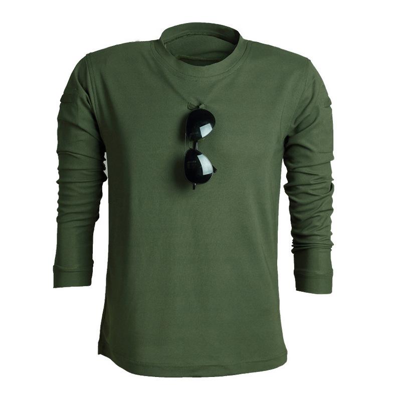 Men's Plus Size Tactical Long Sleeve Stretchy Sweat-Wicking Casual T-Shirt for Outdoor Training.