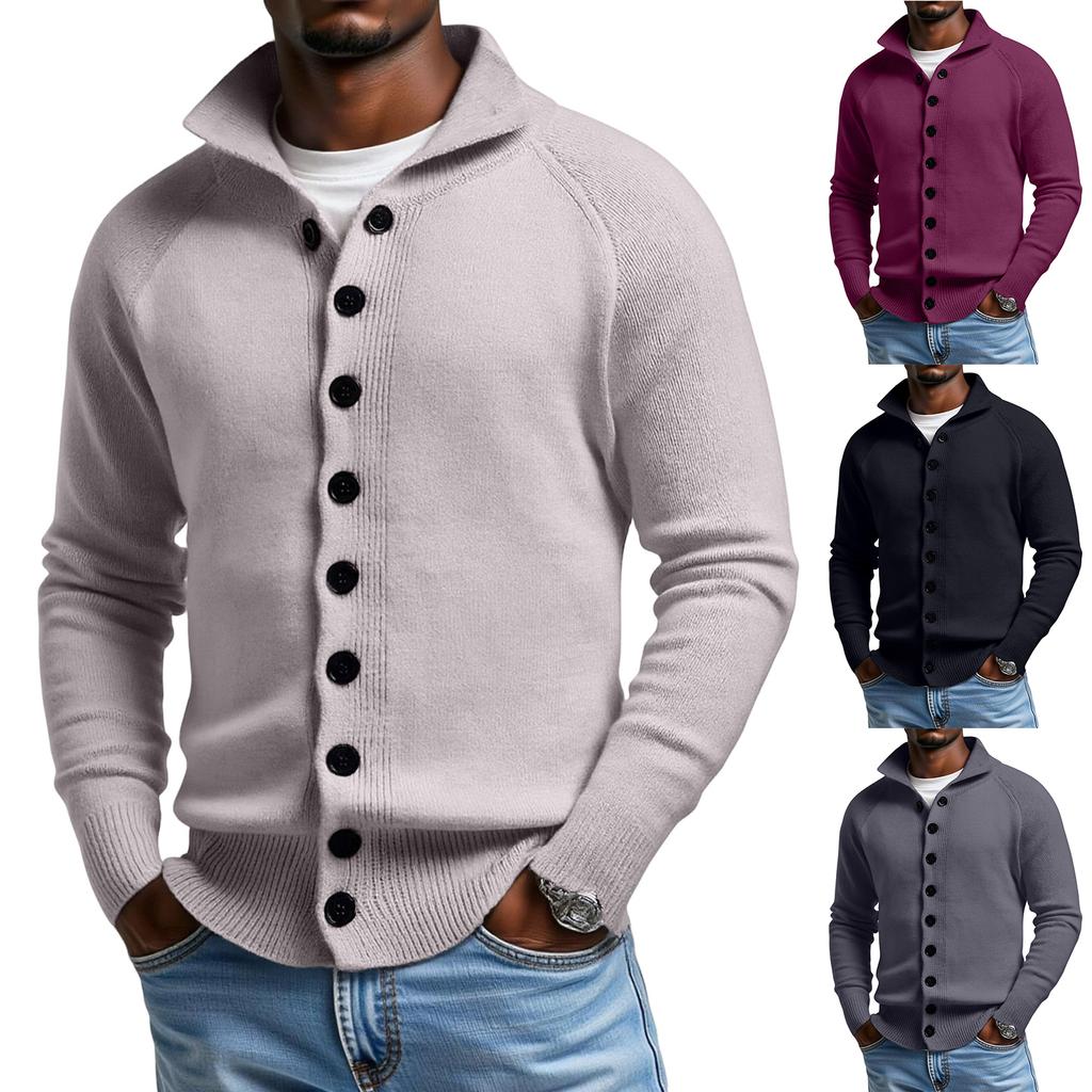 Men's Standing Collar Self-Cultivation Leisure Cardigan Knitting Sweater Coat