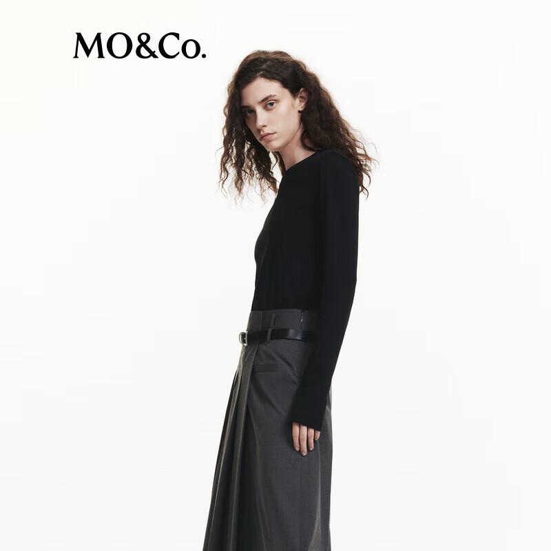 MO&Co. Essential Crew Neck Long-Sleeve Cotton-Blend T-Shirt