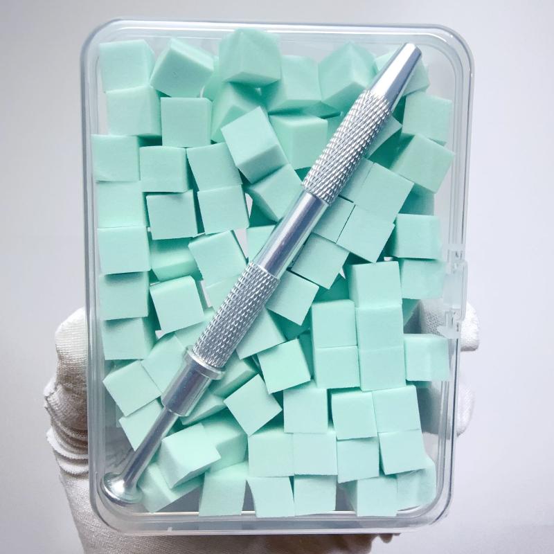 100Pcs/Box Gradient Sponge Brush With Tools For Nail Art Gel Polish Brush Glitter Powder Manicure Accessory