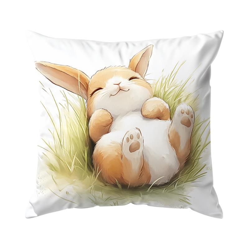 1 Pc Rabbit Pattern Easter Day Pillowcase Home Office Sofa Cushion Cover Living Room Decor Pillow Cover Happy Easter Decor