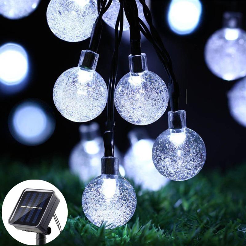 5/7/12M Waterproof Solar Bubble Ball Light String Lights Outdoor Crystal Globe String Light Garden Party Christmas Decoration