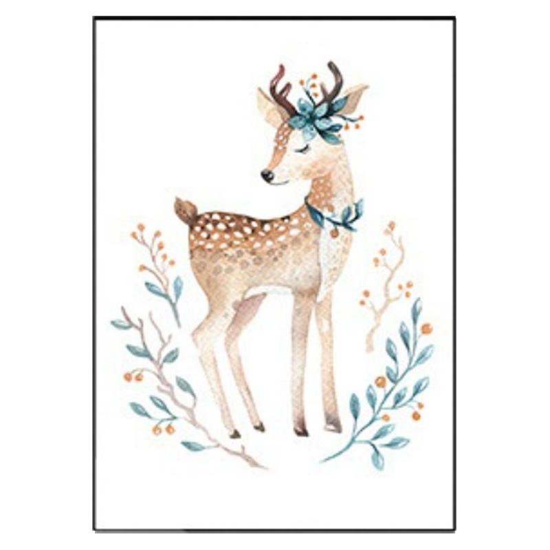 Unframed Print Garland Animal Bear Deer Rabbit Canvas Painting Fashion Nordic Living Room Wall Art Posters Kids Room Decor No Frame