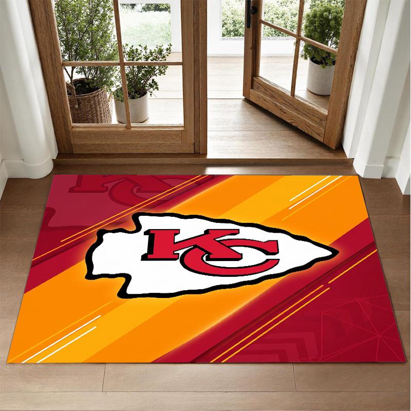 Kansas City Chiefs Design Crystal Velvet Rug Soft Decorative Mat for Bedroom Entrance
