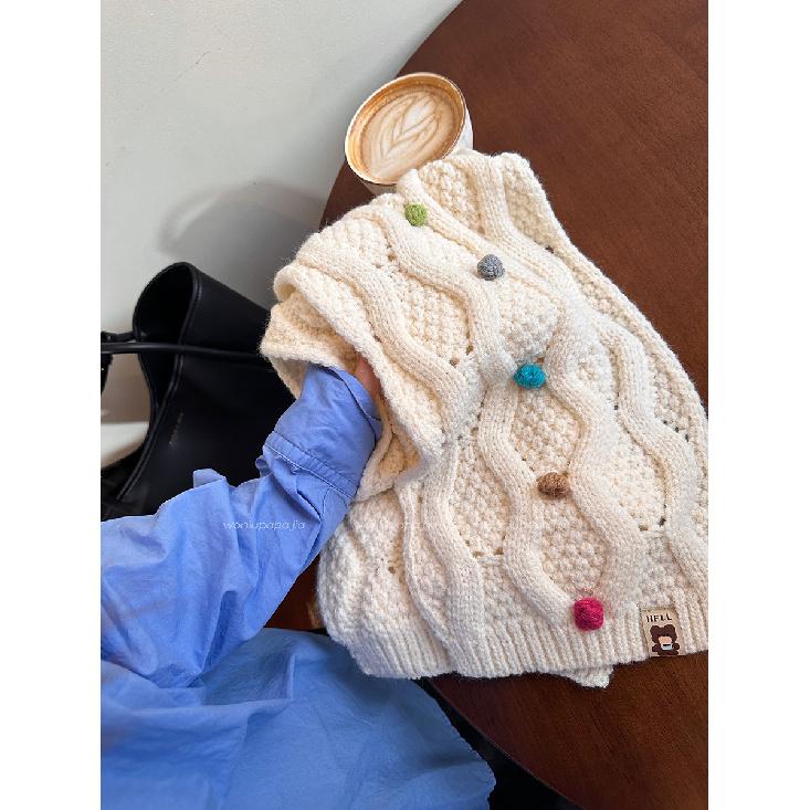 Soft Rainbow Candy Bean Knitted Wool Scarf For Winter Women With Thick Velvet And Student Warmth Versatile Neck