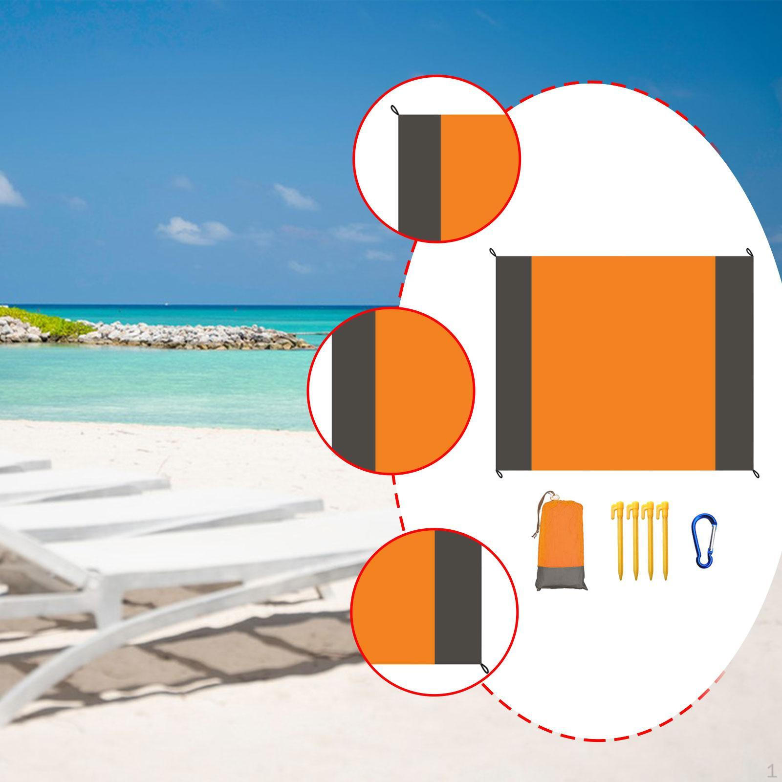 

Beach Blanket Camping Mat Outdoor Family Picnic for Sporting Events BBQ Yard Orange gray