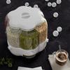 360 Degree Rotating Rice Dispenser Kitchen Storage Box Sealed Dry Cereal Grain Bucket Dispenser Moisture-proof Food Container
