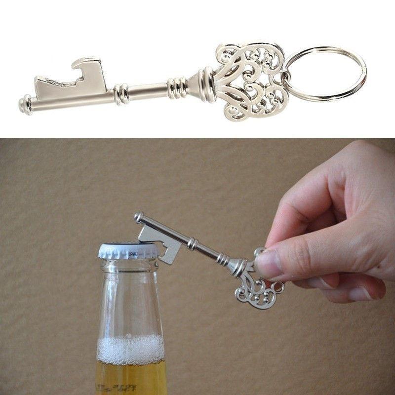 Vintage Metal Key Shaped Bottle Opener Keychain for Bars and Parties