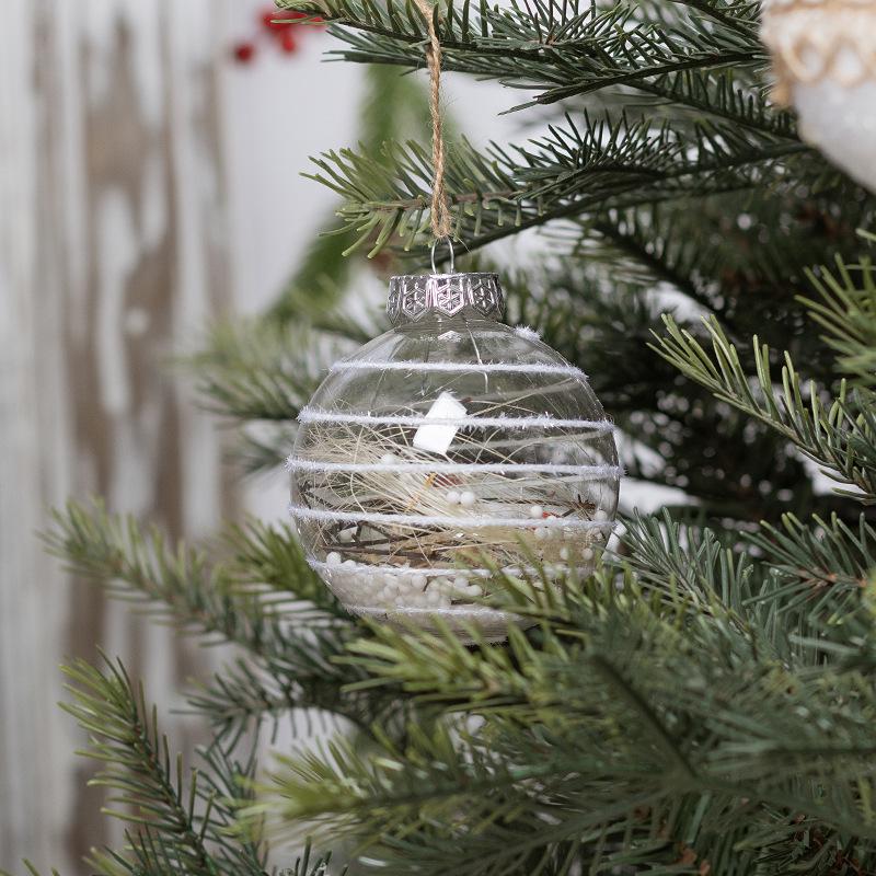 Acryl Weihnachtsbaumschmuck: 9-teiliges Set - 8 cm Schaumstoff-Hängekugeln mit Schneeflocken-Transparentdesign