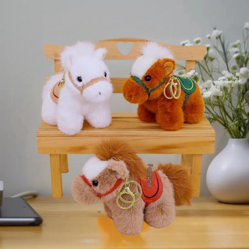 HOT! Cute Zodiac Horse Keychain Plush Toy Kawaii Stuffed Doll Bag Pendant Decoration Backpack Hanging Year Gift