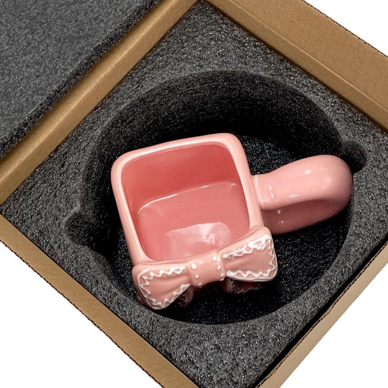 Creative Ceramic Coffee Cup Three-dimensional Bow Mug Exquisite Afternoon Tea Ceramic Flower Tea Cup Home Breakfast Milk Mug New
