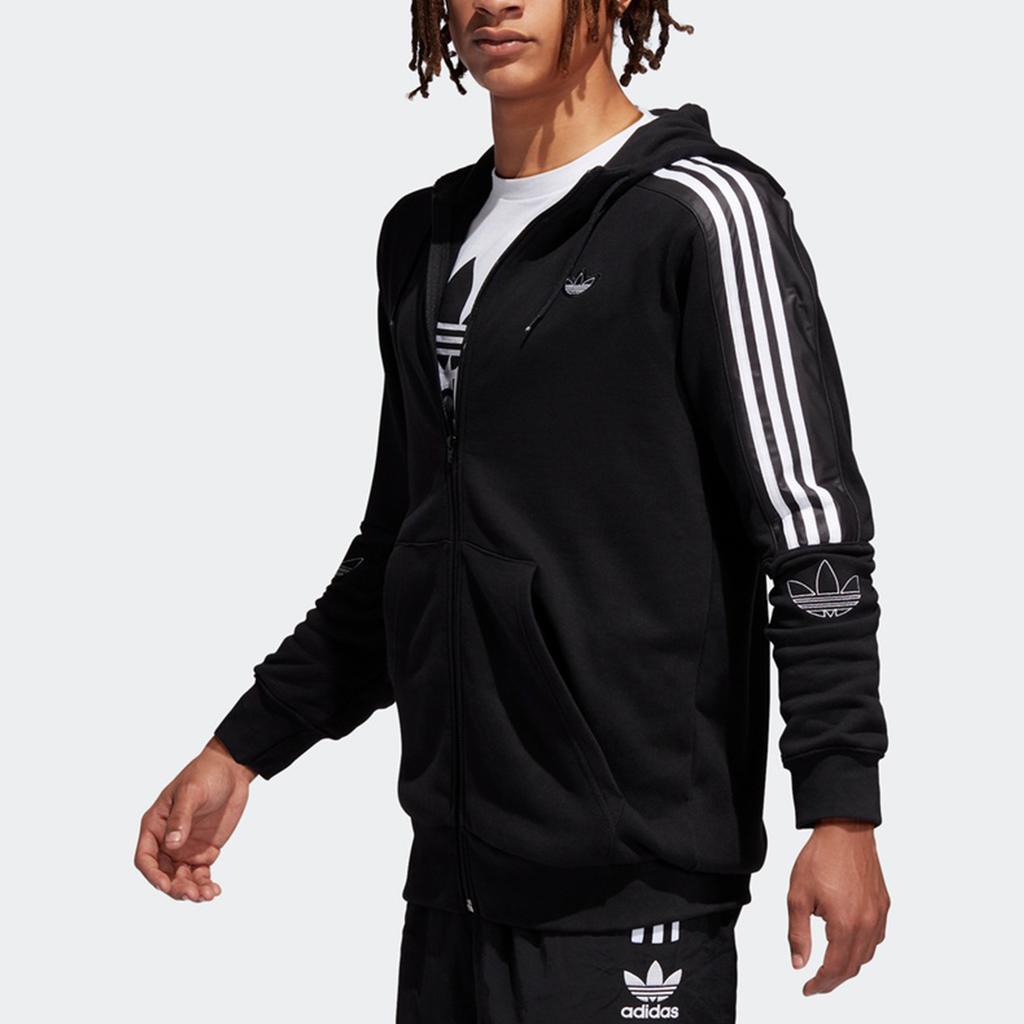 Adidas Originals Trefoil Logo Trykk Casual Hettejakke Herrejakker Svart ED4695