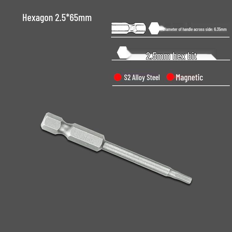 S2 Air Impact Hex Socket Bit Set, Pneumatic & Electric Screwdriver, 1/4 Strong Magnetic