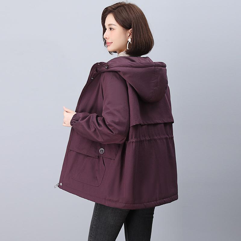 Plus Size Women's Korean Style Parka: 2024 Winter Fleece-Lined, Loose, Slimming Cotton Coat for Moms