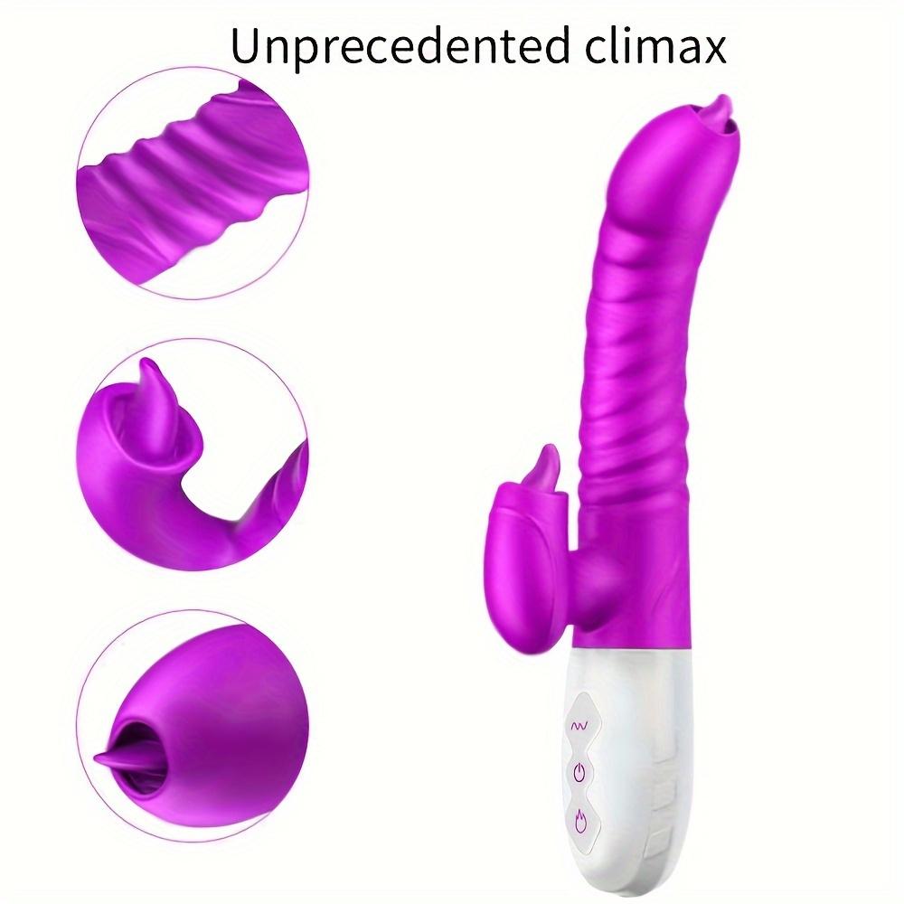 Thrusting G Spot Rabbit Dildo Vibrator, Tongue Licking Rotating Vibrating Women Couples Adult Sex Toys, Female Clitoris Vibrator Wand Stimulator Toy
