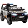 Elektrisches Kinderauto Polizei mit Fernbedienung Doppelmotor Sirene Federung an 4 Rädern und Scheinwerfer Schwarz