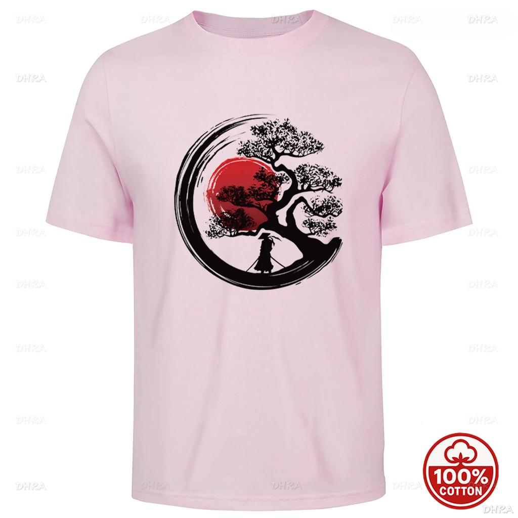 Unisex 2026 Summer 100Cotton Sport Soft Loose Breathable Oneck Japanese Vintage Samurai Graphic Printed Tshirt Casual Style Top