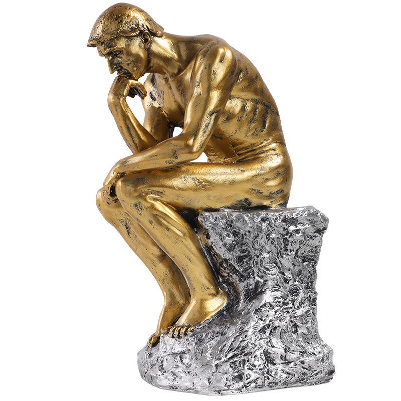 European Style Thinker Sculpture: Creative Ornament for Bookcases and Wine Cabinets