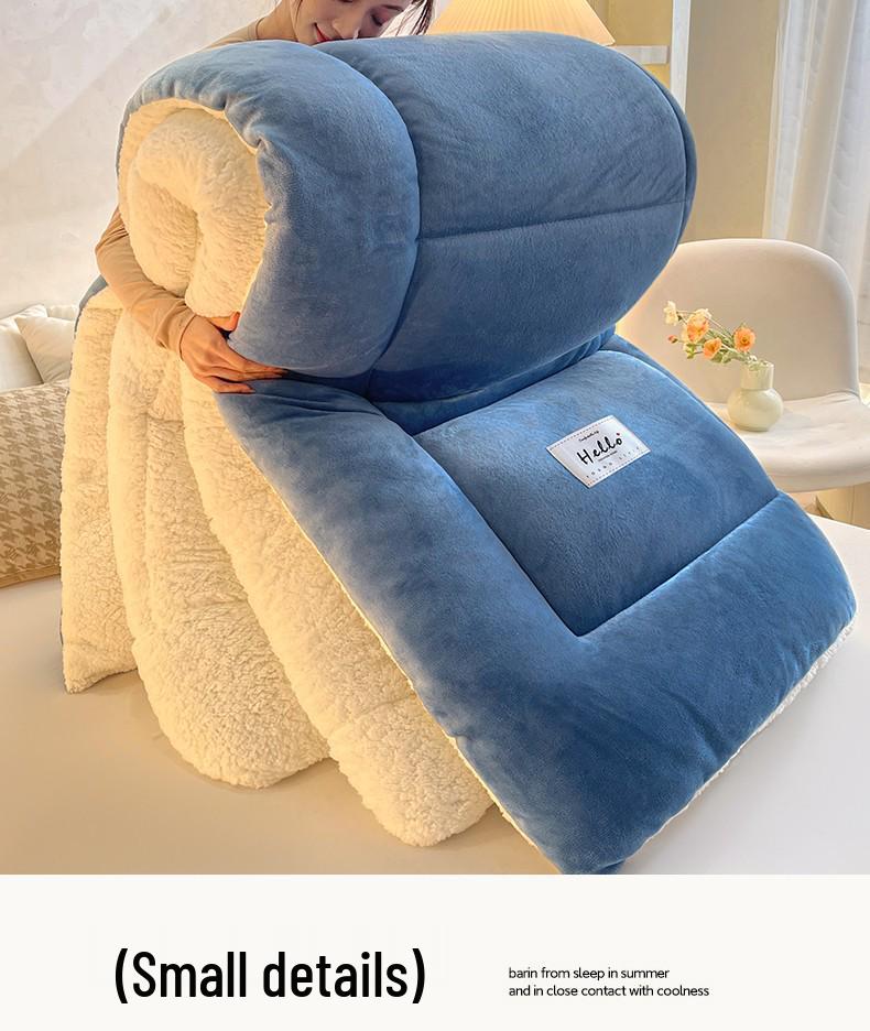 Populaire Winter Melkfluweel & Lamswol Dekbed - Dik Warm Katoenen Dekbed & Matrasbeschermer voor Eenpersoons-/Tweepersoonsbed