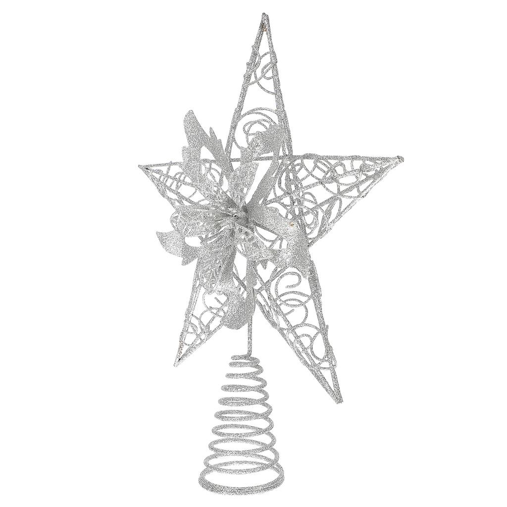 Christmas Tree Top Star Decoration Topper Adornment Wrought Iron Ornament Party