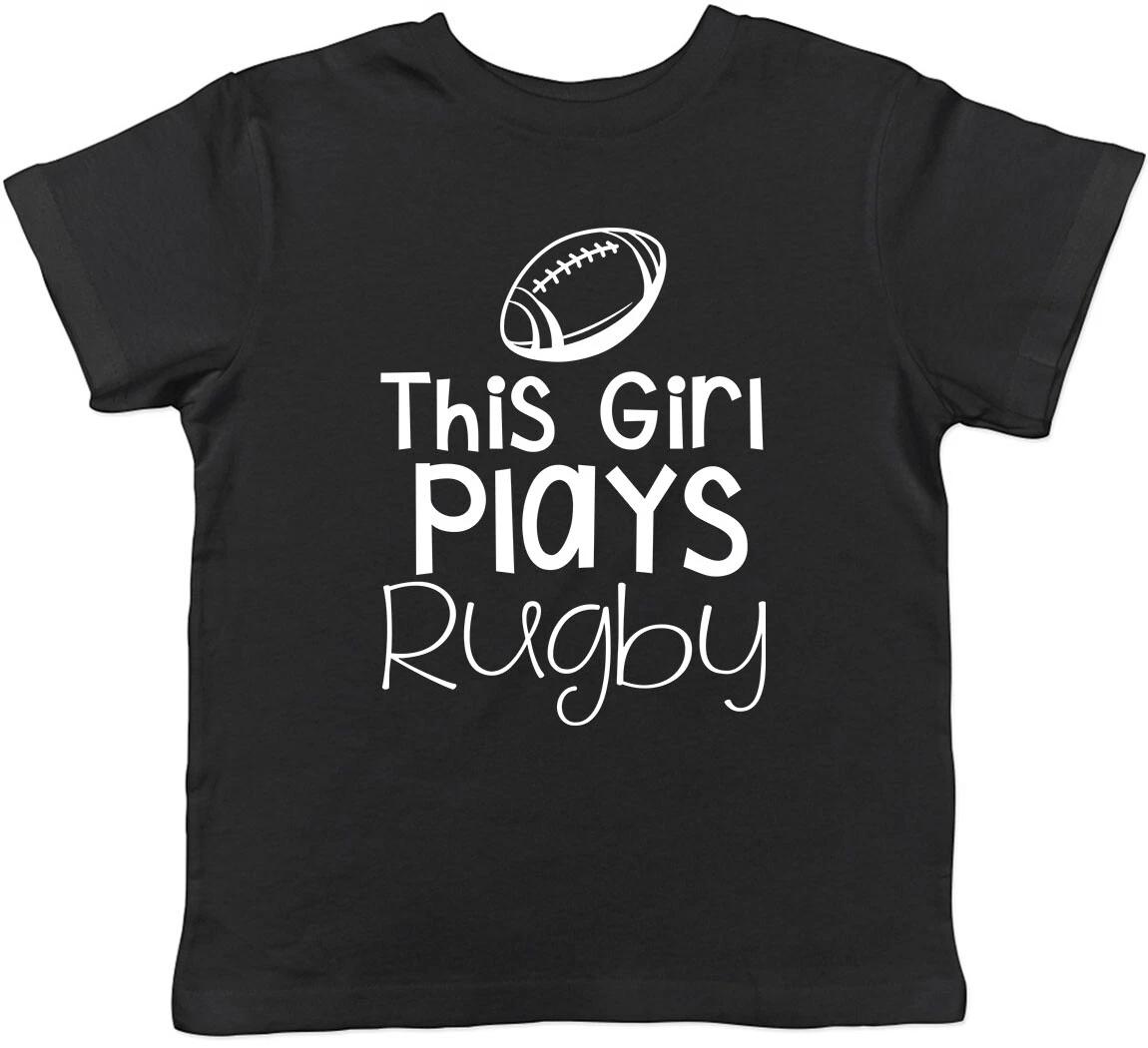 This Girl Plays Rugby Childrens Kids T-Shirt Boys Girls 160