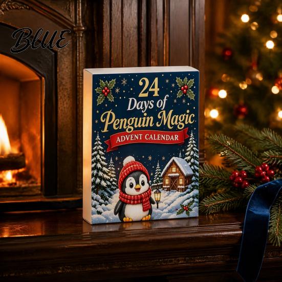 Creative Christmas Gifts for Kids Guinea Pig Advent Calendar, 24Pcs Acrylic 2D Ornament Set with Penguin Box Toys Outfits, Tree Hanging Decor,