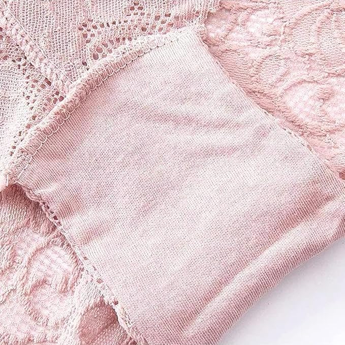 HINICE Plain Sexy Women's All-Lace Half-Back Panties, Underwear, Hip-Hugging, Non-Slip, Stretch, Sheer, 5-Pack (Size LL)