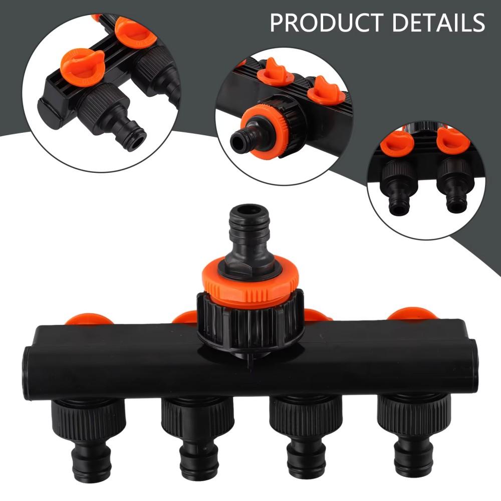 Divisores de Agua de 4 Vías de 1" a 3/4" a 1/2" Conector de Riego de Jardín Válvula Distribuidora para Grifo Exterior Aspersor