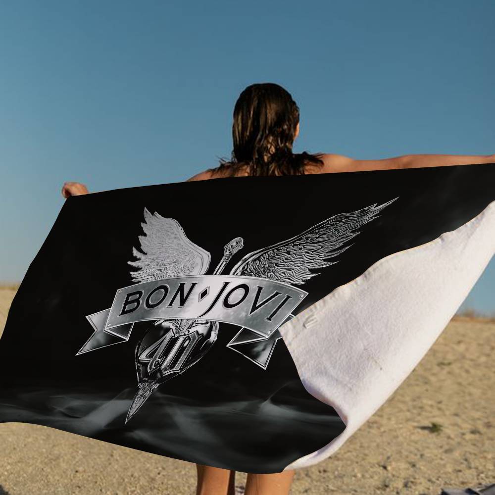 B-Bon J-Jovi Mikrofaserdecke Schnelltrocknende Strandtücher Übergröße Druck Super Saugfähige Pooltuchdecke