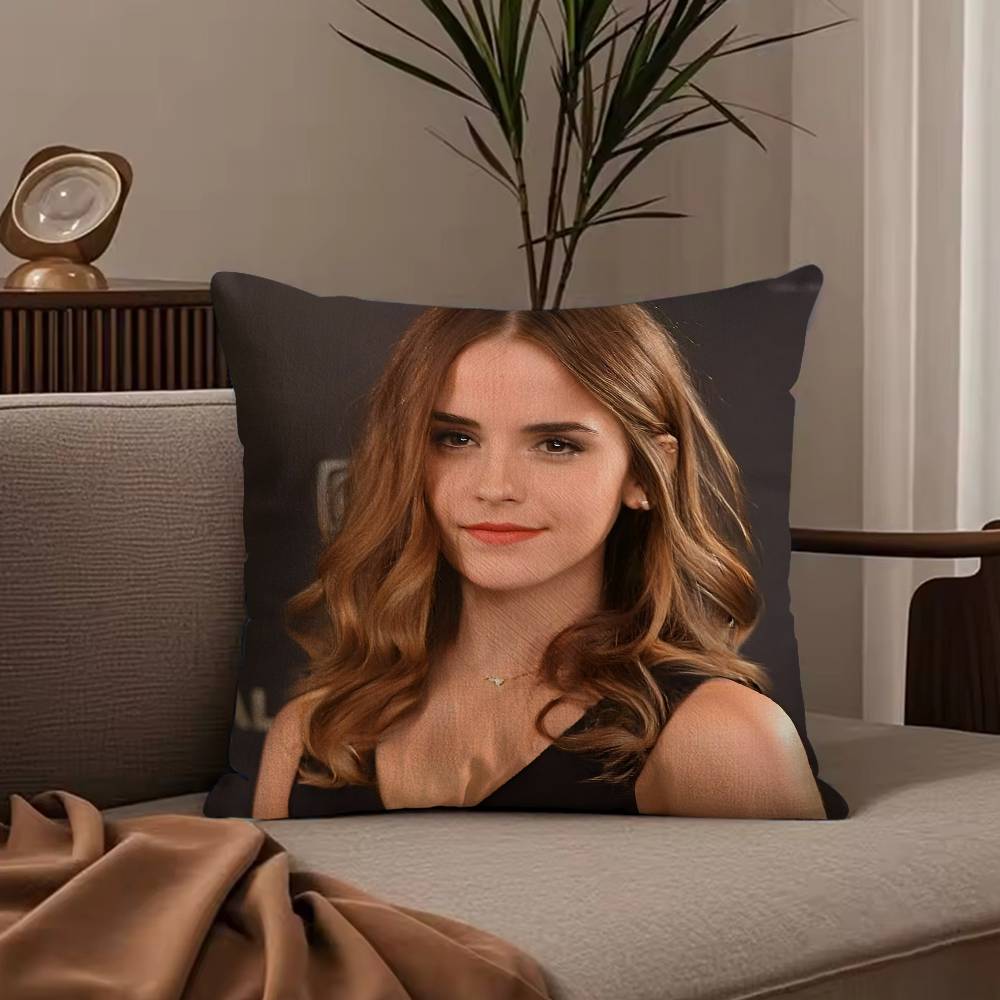 Hot Actor E-Emma Watson Pillow Case Anti-dustmite Pillowcase Invisible Zipper Silky Short Plush Sofa Cushion Cover