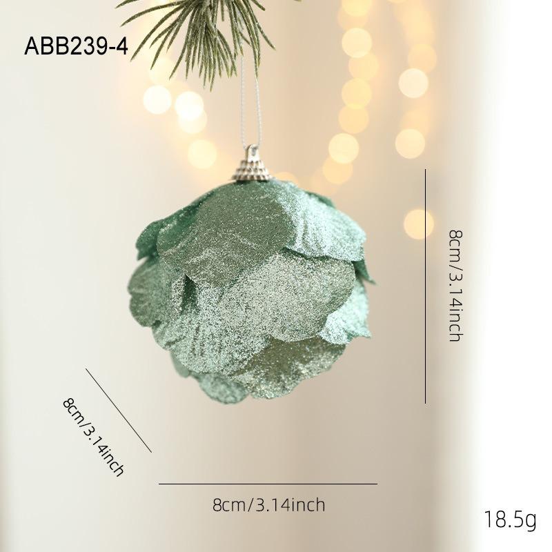New Green Foam Christmas Ball Heterosexual Pendant Bright Glitter Sticky Powder Christmas Tree Hanging Ball Decorative Pendant Arrangement