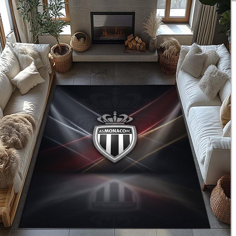 Футбольный ковер Monaco FC с футбольным узором, мягкий ковер для пола, нескользящий ковер для помещений, спортивный декоративный коврик для спальни