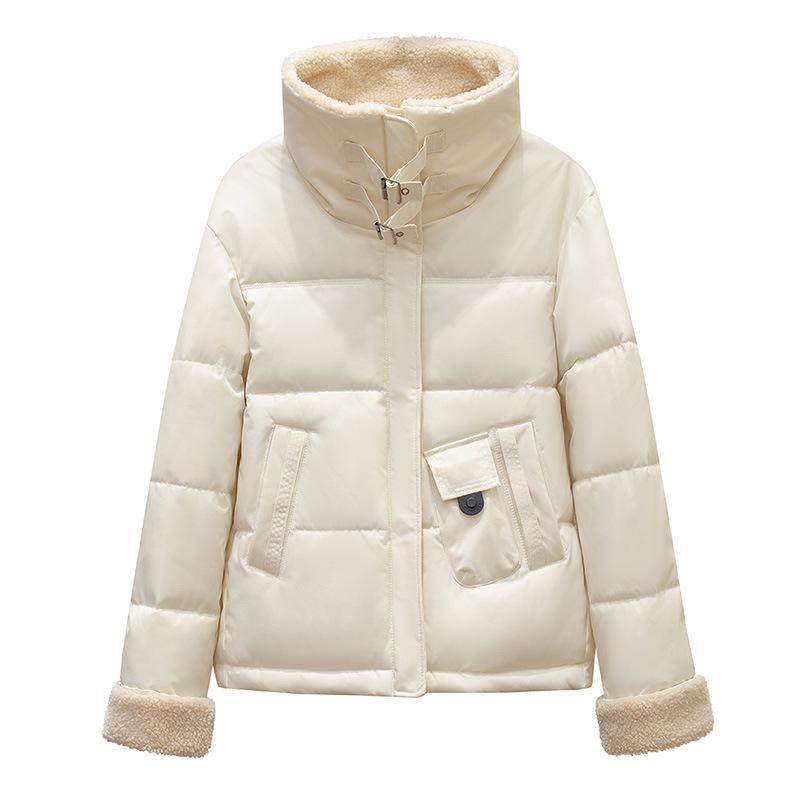 Autumn and winter new lamb down foreign style large lapel short women's coat down cotton clothes women's warm cotton clothes