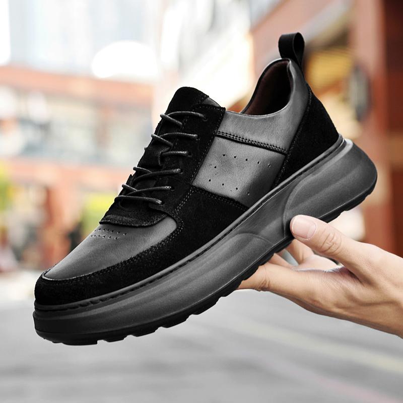 

Модная мужская деловая обувь черная натуральная кожа Мягкие мокасины Удобная повседневная обувь Мужская осень Однотонные черные мужские кроссовки 10