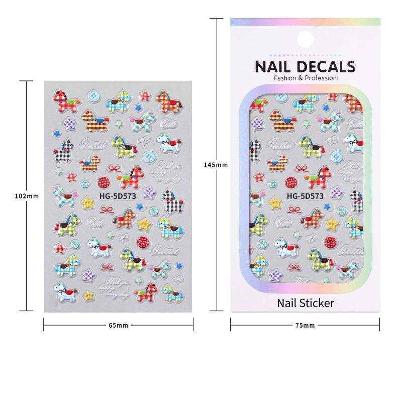 Cute Cartoon Colorful Stylish Horse Nail Art Sticker Self Adhesive Manicure Decal Nail Sticker Manicure Decoration For Girls