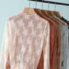 Mesh Transparent T-shirt Hollow Lace Floral  Shirts Elegant Lace Bottomed Blouse  Girls