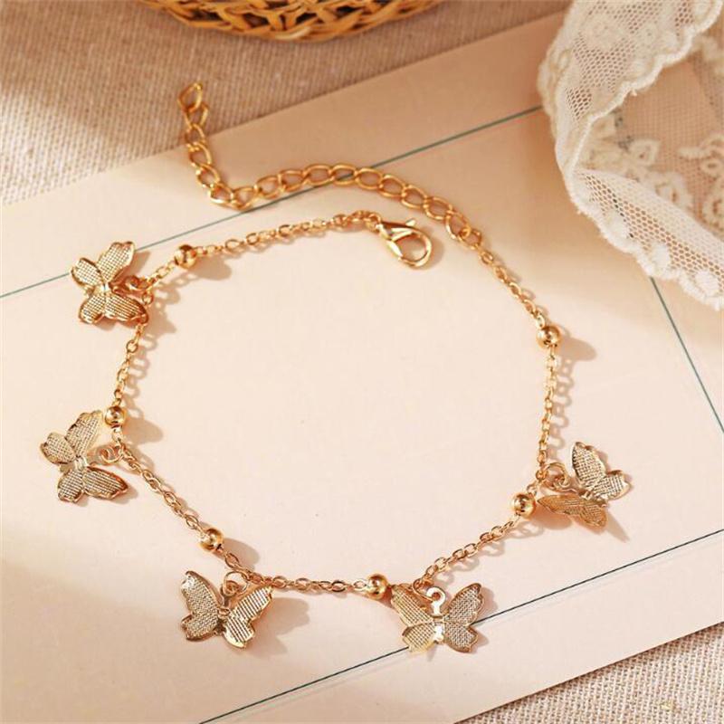 Koreaanse Stijl Minimalisme Retro Mode Vlinder Hanger Armband Goud Zilver Kleur Eenvoudige Vintage Armband Voor Vrouwen Sieraden