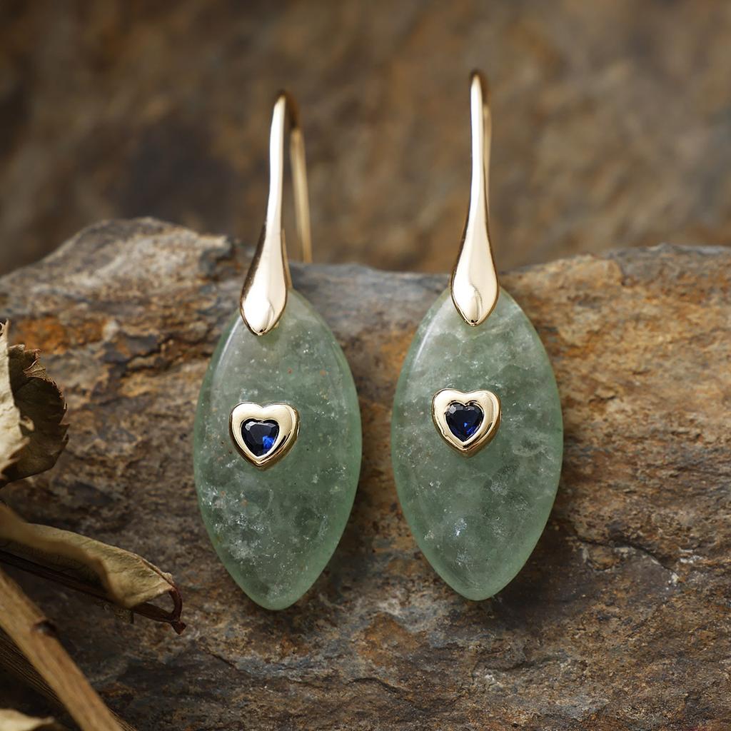 Luxury Design Natural Stone Crystal Splicing Zircon Pendant Earrings Earrings Fashion Gifts High Quality Earrings Source Factory