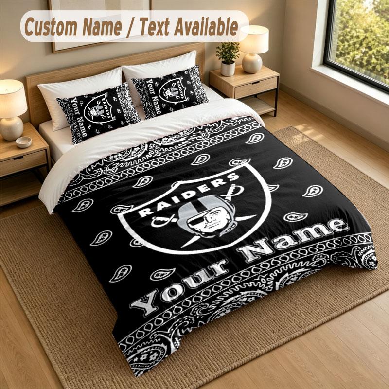 Bedding Set 1 Duvet Cover 2 Pillowcases Las Vegas Raiders Print Soft Bed Linen Bedroom Decor